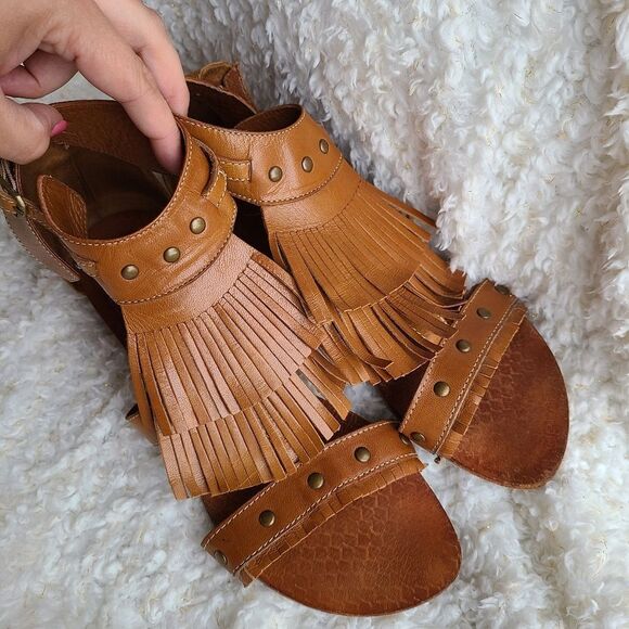 Bianco Footwear Leather Fringed Sandals size 40 - Picture 2 of 4